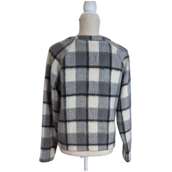 Abercrombie & Fitch Womens Gray White Check Plaid Wool Blend Sweater - Picture 4 of 5